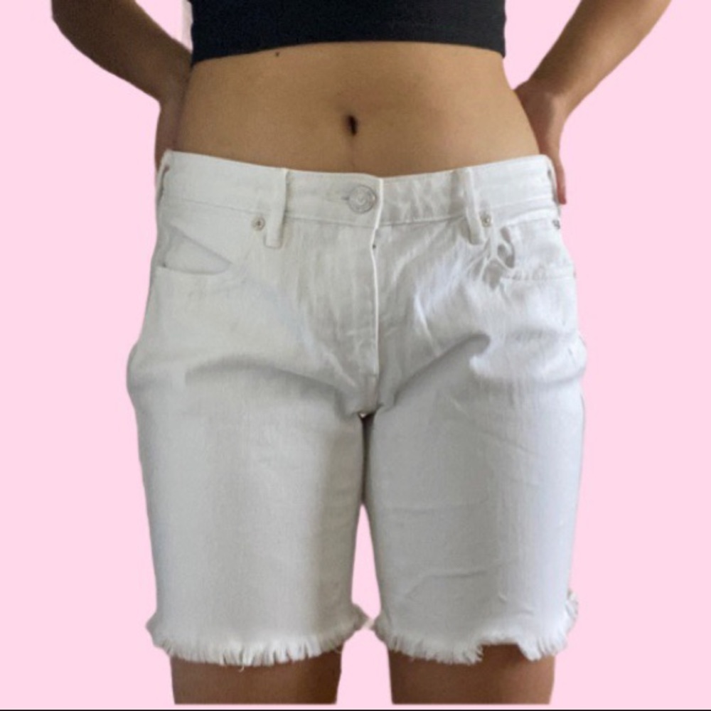 True Religion white low rise Bermuda shorts